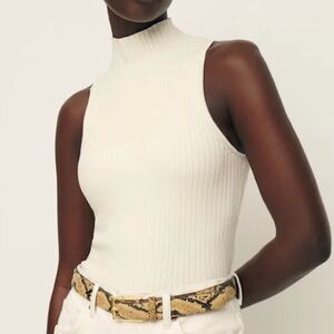 Reformation Sz L Gossamer Mock Neck Sleeveless Tallulah Ribbed Sweater Tank NWT